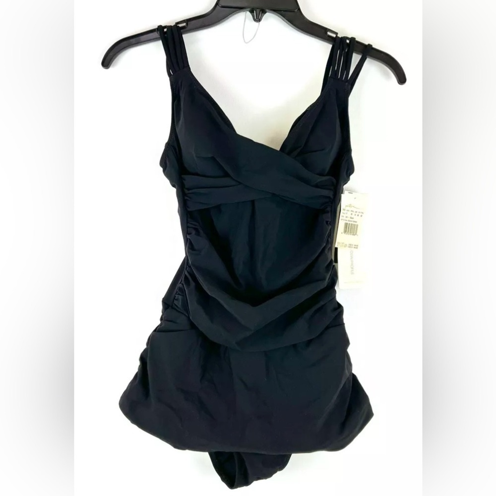 Gottex Women’s Black Ruched Front One Piece Swimsuit Size 8